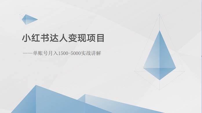 小红书达人变现项目：单账号月入1500-3000实战讲解-时光论坛