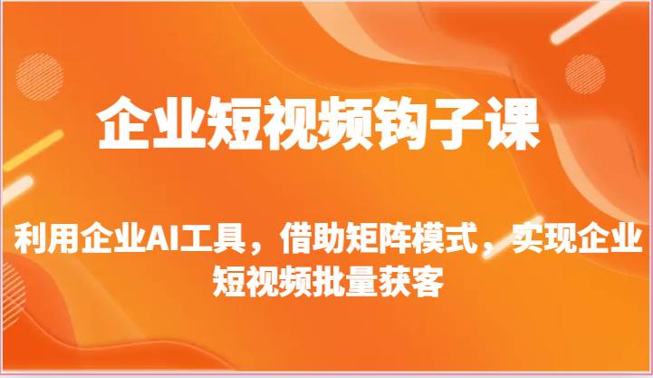 企业短视频钩子课-利用企业AI工具，借助矩阵模式，实现企业短视频批量获客-时光论坛