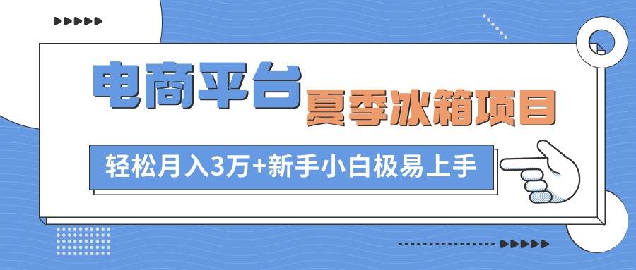 （10934期）电商平台夏季冰箱项目，轻松月入3万+，新手小白极易上手-时光论坛
