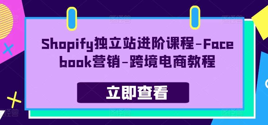 Shopify独立站进阶课程-Facebook营销-跨境电商教程-时光论坛