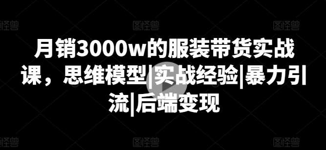 月销3000w的服装带货实战课，思维模型|实战经验|暴力引流|后端变现-时光论坛