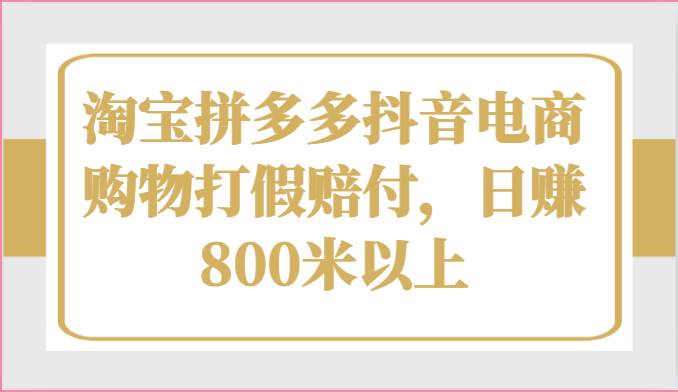 淘宝拼多多抖音电商购物打假赔付，日赚800米以上-时光论坛