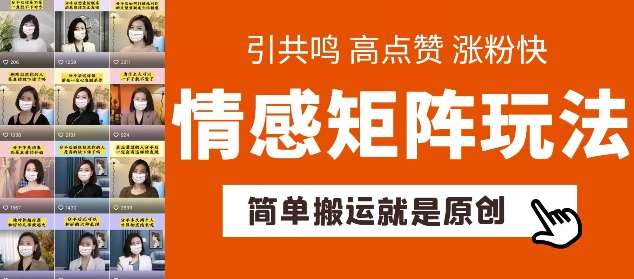简单搬运，情感矩阵玩法，涨粉速度快，可带货，可起号【揭秘】-时光论坛