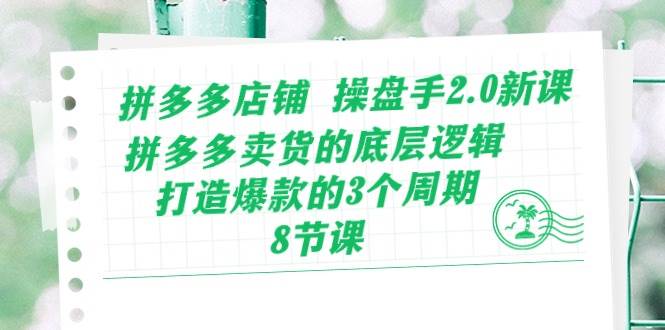 （10859期）拼多多店铺 操盘手2.0新课，拼多多卖货的底层逻辑，打造爆款的3个周期-8节-时光论坛