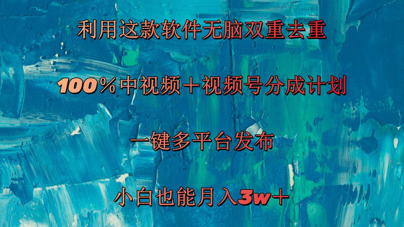 （11710期）利用这款软件无脑双重去重 100％中视频＋视频号分成计划 小白也能月入3w＋-时光论坛