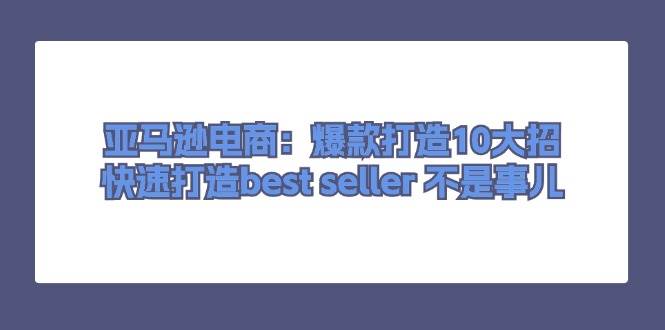 （11431期）亚马逊电商：爆款打造10大招，快速打造best seller 不是事儿-时光论坛