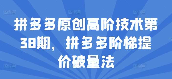 拼多多原创高阶技术第38期，拼多多阶梯提价破量法-时光论坛