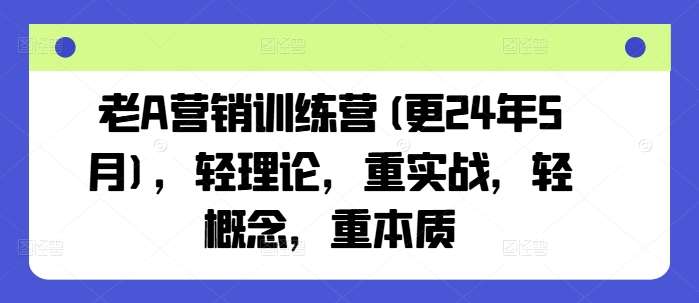 老A营销训练营(更24年6月)，轻理论，重实战，轻概念，重本质-时光论坛