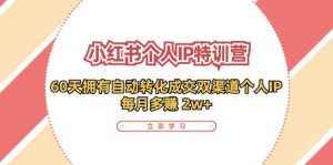 (11841期)小红书·个人IP特训营:60天拥有 自动转化成交双渠道个人IP,每月多赚 2w+-时光论坛