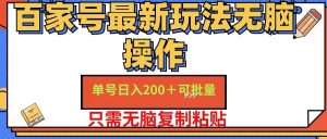 （11909期）百家号 单号一天收益200+，目前红利期，无脑操作最适合小白-时光论坛