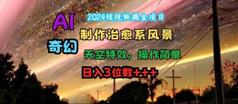 2024短视频掘金项目，AI制作治愈系风景，奇幻天空特效，操作简单，日入3位数【揭秘】-时光论坛