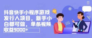 抖音快手小程序游戏发行人项目，新手小白都可做，单条视频收益9000+-时光论坛