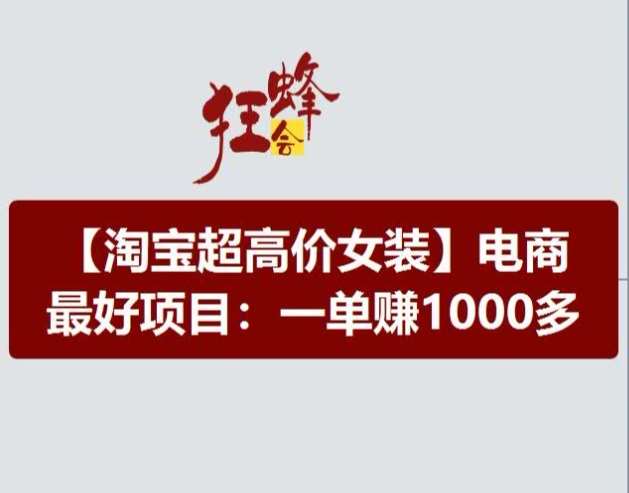 淘宝超高价女装项目，电商最好赛道，一单赚1000多-时光论坛