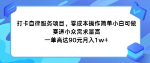 打卡自律服务项目，零成本操作简单小白可做，赛道小众需求量高，一单高达90元月入1w+-时光论坛