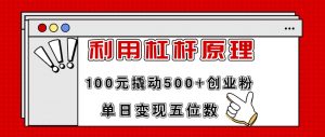 (11859期)利用杠杆100元撬动500+创业粉,单日变现5位数-时光论坛