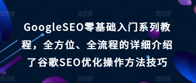 GoogleSEO零基础入门系列教程，全方位、全流程的详细介绍了谷歌SEO优化操作方法技巧-时光论坛