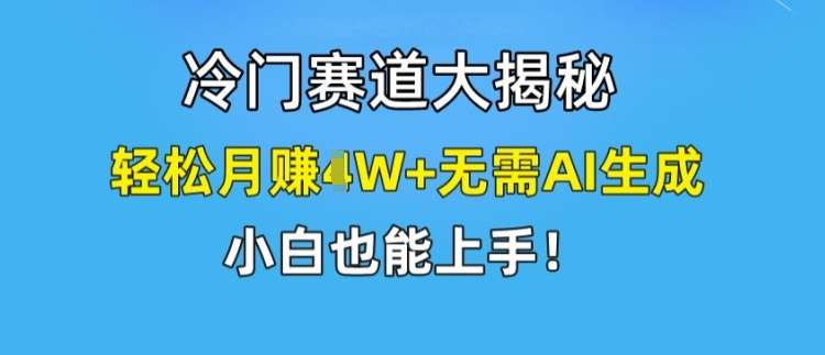 冷门赛道大揭秘，轻松月赚1W+无需AI生成，小白也能上手【揭秘】-时光论坛
