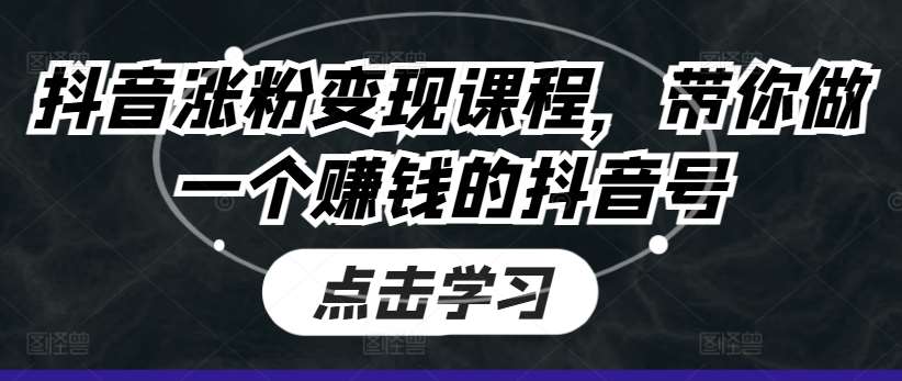 抖音涨粉变现课程，带你做一个赚钱的抖音号-时光论坛