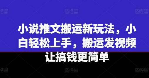 小说推文搬运新玩法，小白轻松上手，搬运发视频让搞钱更简单-时光论坛