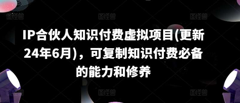 IP合伙人知识付费虚拟项目(更新24年6月)，可复制知识付费必备的能力和修养-时光论坛