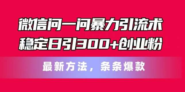 微信问一问暴力引流术，稳定日引300+创业粉，最新方法，条条爆款【揭秘】-时光论坛