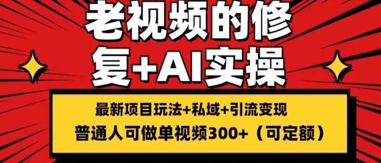 修复老视频的玩法，搬砖+引流的变现(可持久)，单条收益300+【揭秘】-时光论坛