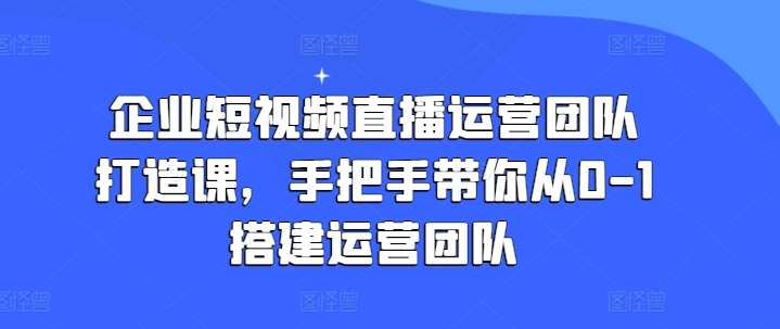 企业短视频直播运营团队打造课，手把手带你从0-1搭建运营团队-时光论坛