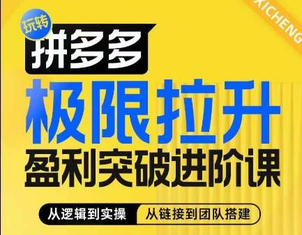 拼多多极限拉升盈利突破进阶课，​从算法到玩法，从玩法到团队搭建，体系化系统性帮助商家实现利润提升-时光论坛