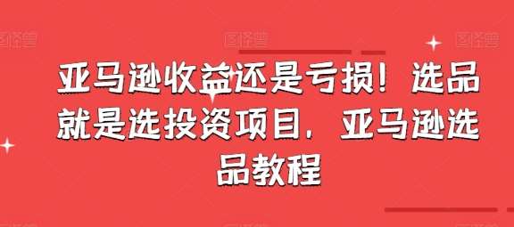 亚马逊收益还是亏损！选品就是选投资项目，亚马逊选品教程-时光论坛
