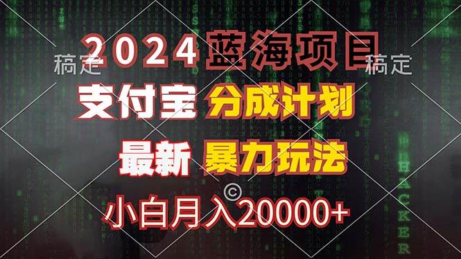 （12339期）2024蓝海项目，支付宝分成计划，暴力玩法，刷爆播放量，小白月入20000+-时光论坛