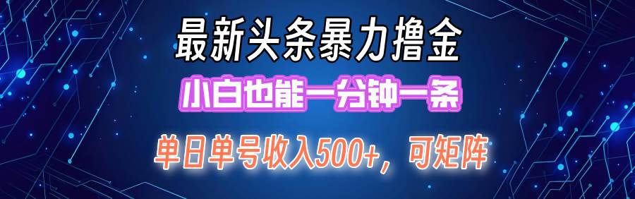 （12380期）最新暴力头条掘金日入500+，矩阵操作日入2000+ ，小白也能轻松上手！-时光论坛