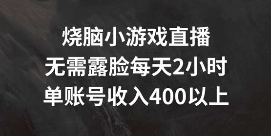图片[1]-烧脑小游戏直播，无需露脸每天2小时，单账号日入400+【揭秘】-时光论坛