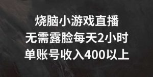 烧脑小游戏直播，无需露脸每天2小时，单账号日入400+【揭秘】-时光论坛