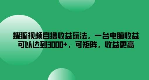 搜狐视频自撸收益玩法，一台电脑收益可以达到3k+，可矩阵，收益更高【揭秘】-时光论坛