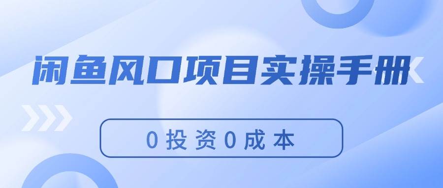 （11923期）闲鱼风口项目实操手册，0投资0成本，让你做到，月入过万，新手可做-时光论坛