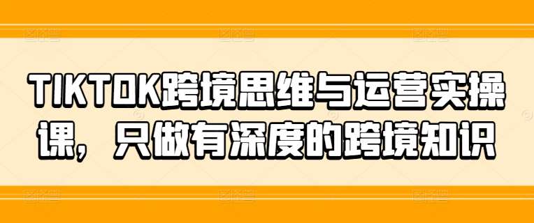 TIKTOK跨境思维与运营实操课，只做有深度的跨境知识-时光论坛