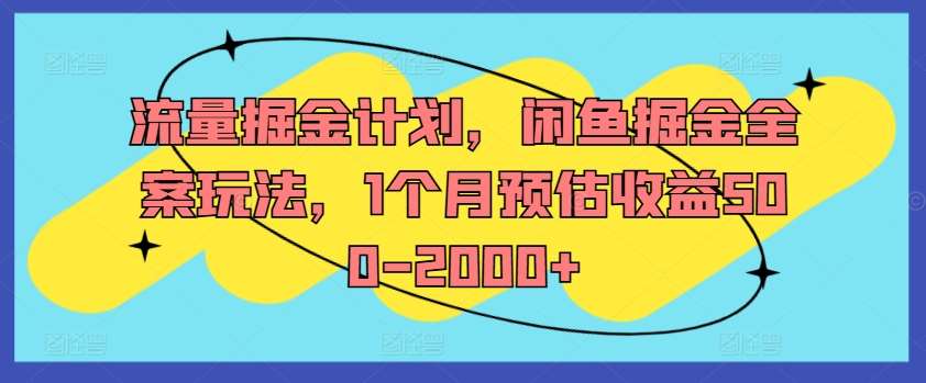 图片[1]-流量掘金计划，闲鱼掘金全案玩法，1个月预估收益500-2000+-时光论坛