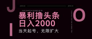 （11929期）暴力撸头条，单号日入2000+，可无限扩大-时光论坛