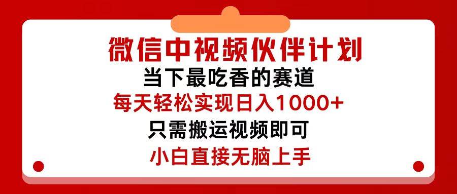 （12017期）微信中视频伙伴计划，仅靠搬运就能轻松实现日入500+，关键操作还简单，…-时光论坛