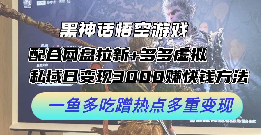 （12316期）黑神话悟空游戏配合网盘拉新+多多虚拟+私域日变现3000+赚快钱方法。…-时光论坛