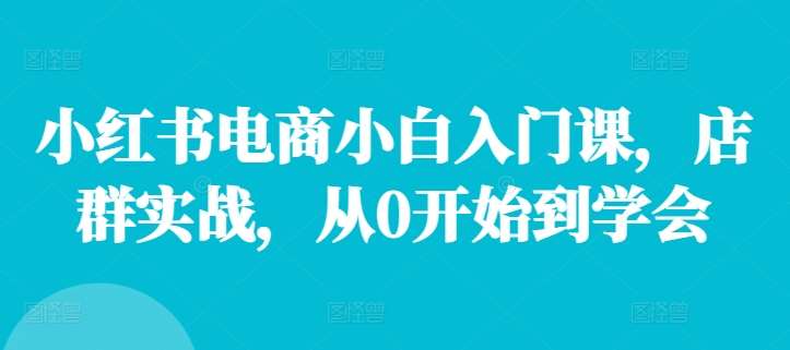 图片[1]-小红书电商小白入门课，店群实战，从0开始到学会-时光论坛