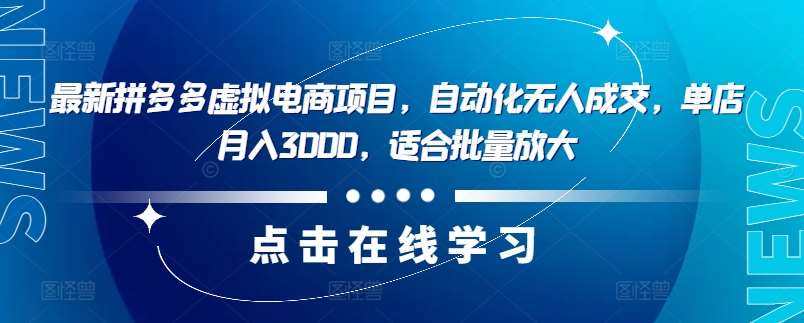 最新拼多多虚拟电商项目，自动化无人成交，单店月入3000，适合批量放大-时光论坛