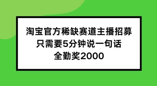 淘宝官方稀缺赛道主播招募 ，只需要5分钟说一句话， 全勤奖2000【揭秘】-时光论坛