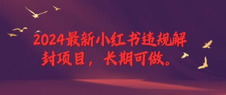 2024最新小红书违规解封项目，长期可做，一个可以做到退休的项目【揭秘】-时光论坛