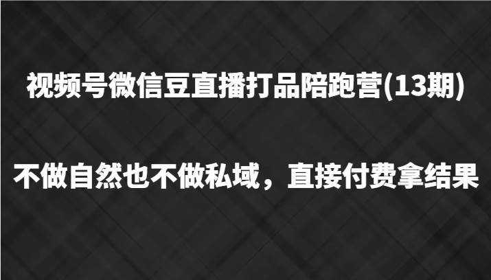 视频号微信豆直播打品陪跑(13期)，不做不自然流不做私域，直接付费拿结果-时光论坛