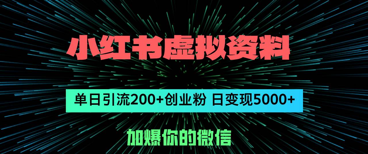 （12164期）小红书虚拟资料日引流200+创业粉，单日变现5000+-时光论坛