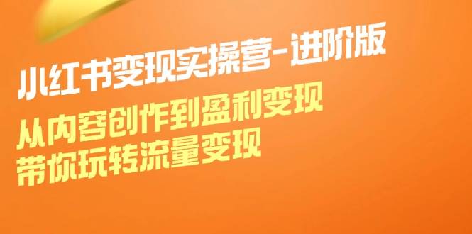 小红书变现实操营进阶版：从内容创作到盈利变现，带你玩转流量变现-时光论坛