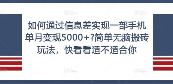 如何通过信息差实现一部手机单月变现5000+?简单无脑搬砖玩法，快看看适不适合你【揭秘】-时光论坛