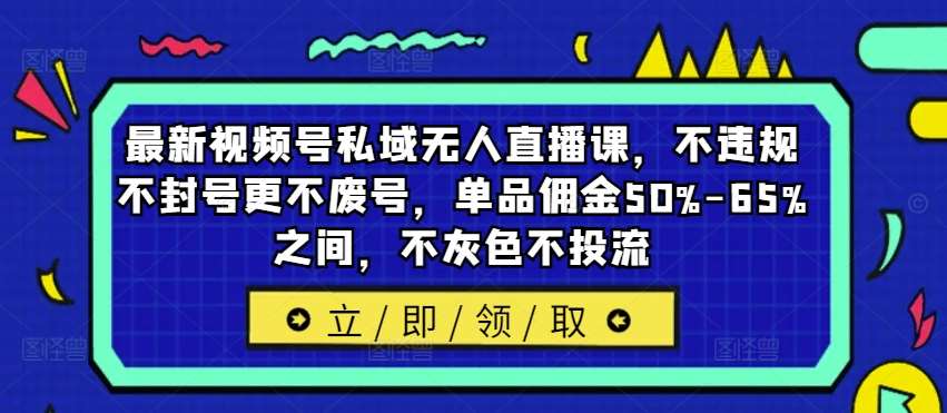 最新视频号私域无人直播课，不违规不封号更不废号，单品佣金50%-65%之间，不灰色不投流-时光论坛