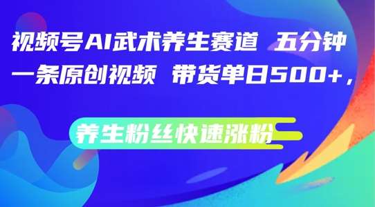 视频号AI武术养生赛道，五分钟一条原创视频，带货单日几张，养生粉丝快速涨粉【揭秘】-时光论坛